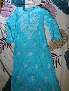Turquoise Chikankari Kurta