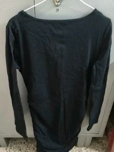 Chic Black Ruched Long Sleeve Dress