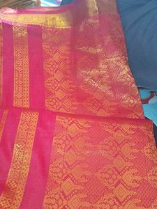 Vibrant Red Saree with Gold Zari Work