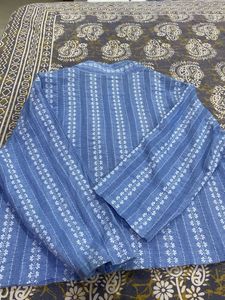 Blue Striped Button-Up Blazer