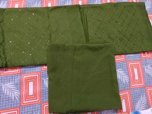 🌿 Olive Green Diamond-Georgette Suit Material 🌿