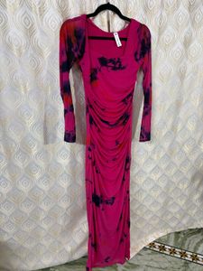 Vibrant Pink Tie-Dye Maxi Dress