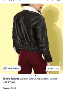 Tokyo Talkies Women Black Crop Leather Jacket