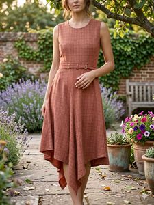 Chic Sleeveless Belted Midi Dress