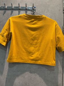 Mustard embroidery crop top