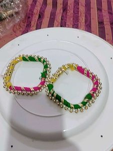 Colorful Thread Bangles with Pearls