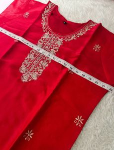 Stunning Red Embroidered Kurta Set