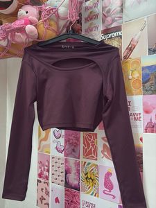 Shein Cut-Out Long Sleeve Crop Top