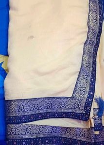 Elegant Blue &amp; Yellow Saree