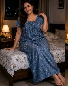 Blue Floral Print Nighty