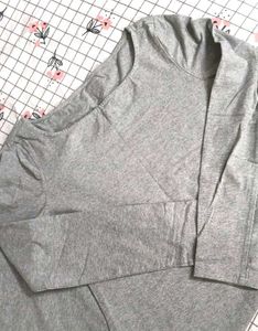 Elegant Grey Long Sleeve Midi Dress