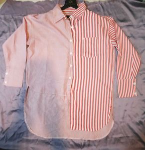 Color Block Striped Button-Up Shirt