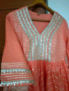 Coral Ethnic Gown With Golden Embroidery 🪷✨