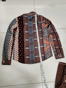 Stylish Printed Shirt &amp; Brown Cargo Pants Set
