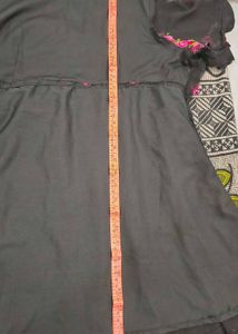 Black georgette short top with embroidery