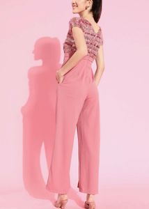 Chic Pink Jumpsuit with Textured Top