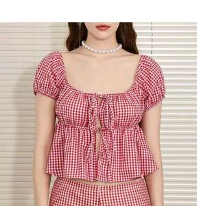 Red Gingham top