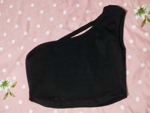 One Shoulder Ribbed Crop Top