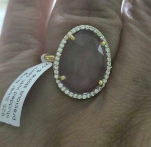 Oval Crystal Halo Ring SS925 Amethyst