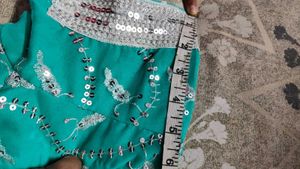 Green Embroidered net Saree &amp; Blouse