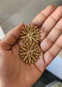 Exquisite Gold &amp; Red Floral Earrings