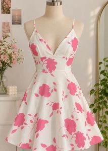 Chic White & Pink Floral Sundress