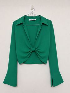 Green Knot Front Blouse