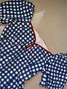 Blue Gingham Off-Shoulder Top