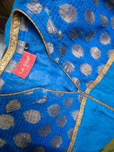 Blue Kurta with Gold Print