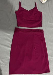 Burgundy Crop Top & Skirt Set Size S