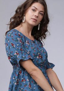 Floral Print Button-Up Peplum Top
