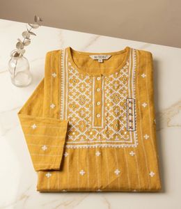 Yellow Embroidered Kurta