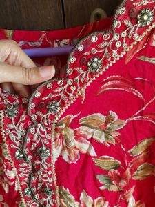Pink Floral long Kurta with pant