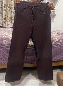 Brown Corduroy Wide-Leg Pants
