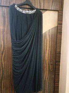 Embellished Black Pearl Blouse with Drape Saree