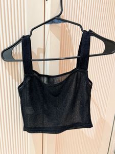 Sparkly Black Crop Tank Top