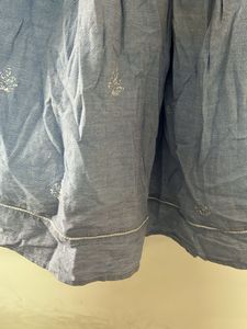 Boho Embroidered Blue Cotton Dress