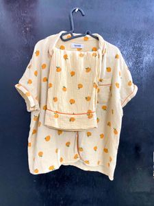 Cute Orange Print Pajama Set