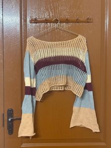 crocheted multi-color crop top