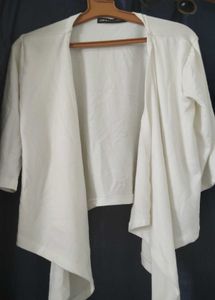 White Open Front Cardigan