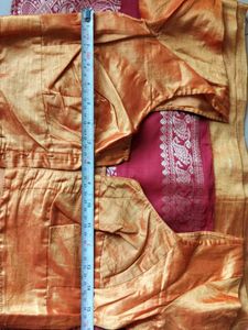 Elegant Red &amp; Gold Silk Saree with Blouse
