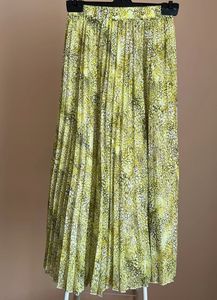 Yellow Mix Accordian Pleated Midi Skirt