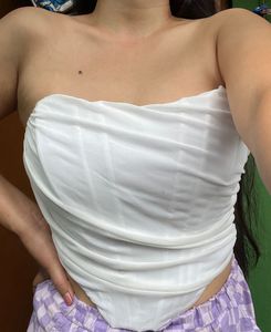 White Sheer Corset Tube Top