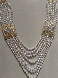Elegant Pearl &amp; Gold groom bridal necklace