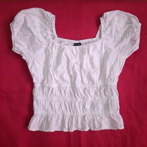 White Milkmaid Puff Sleeves Top