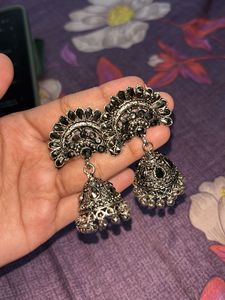 Designer Oxidized Jhumka Earrings