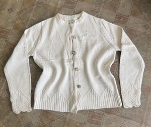 Beaded Off-White Cardigan