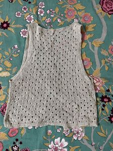 Boho Knit Crochet Tie Front Tank Top