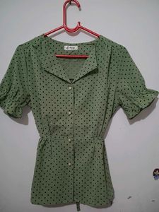 Cute Polka Dot Peplum Top💚