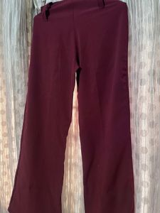 Elegant Maroon Wide-Leg Pants